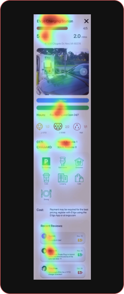 Eye-tracking heatmap on EV Flow station screen