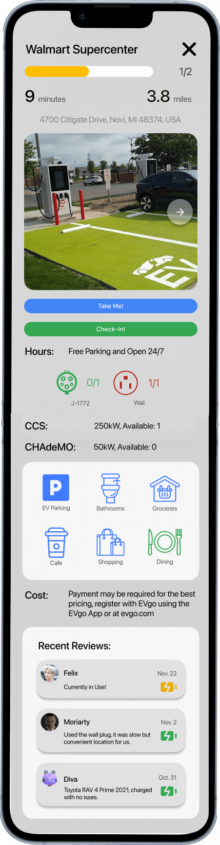 EV Flow In Progress screen