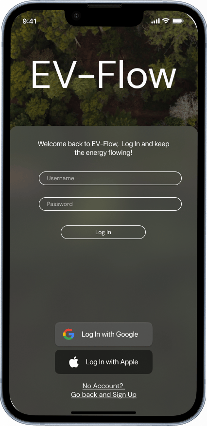 EV Flow Sign Up screen
